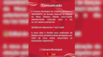 COMUNICADO OFICIAL – ADIAMENTO DA ELEIÇÃO DA MESA DIRETORA